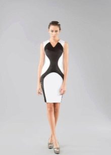 White and black short evening dress
