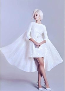 Closed evening dress white with sleeves