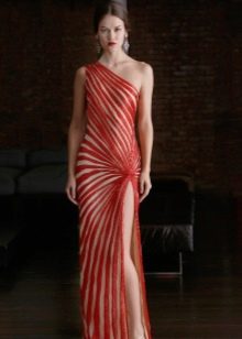 White and Red Evening Dress by Nim Han