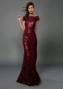 Evening sheath burgundy dress
