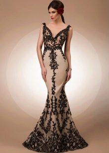 Lace dress black evening