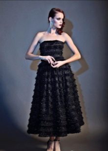 Evening dress black lush midi