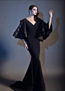 Evening dress with sleeves black