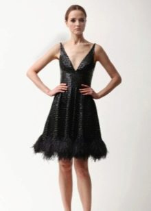 Evening dress black in linen style