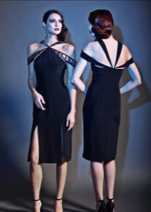 Evening dress with a slit short black