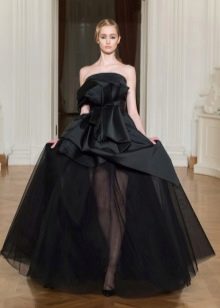 Evening satin dress tiered