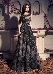 Black lace puffy dress