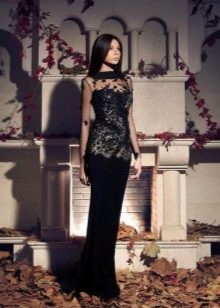 Evening dress black with lace top