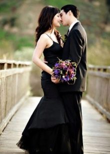 Black mermaid wedding dress