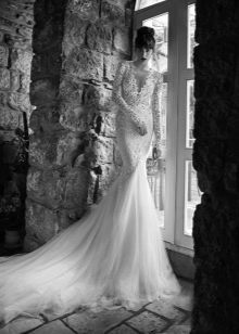 Robe de mariée sirène à manches en dentelle