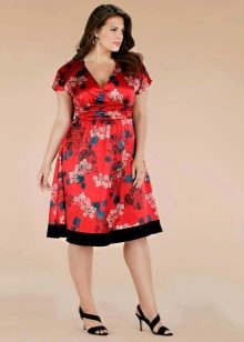 Short red evening dress for full