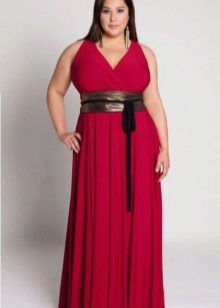 dark red evening dress for plump