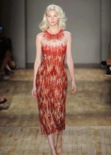 Red midi dress evening