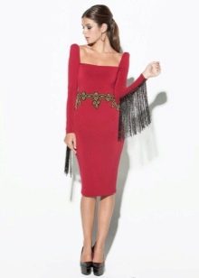 Evening red midi dress