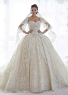 Puffy lace wedding dress