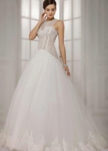 Puffy wedding dress lace with low waist
