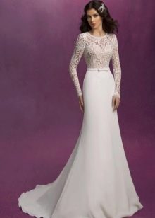 Wedding dress with lace top
