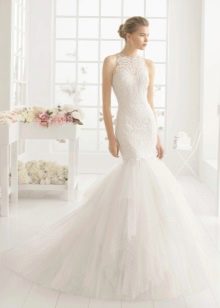 Wedding dress with lace on a corset