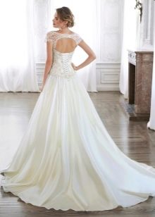Puffy wedding dress with an open back