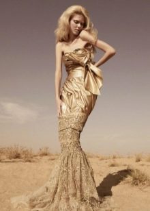 Wedding dress with golden lace