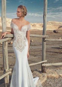 Wedding dress with openwork top