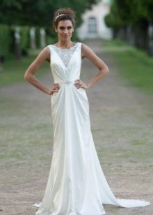Wedding dress with lace insert on the bodice