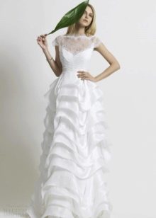 Wedding dress with openwork neckline
