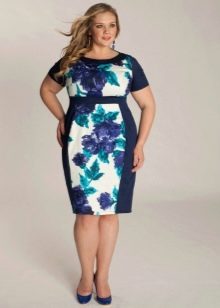 Elegant evening dress sheath with print for overweight