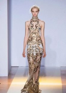 Short evening dress with gold