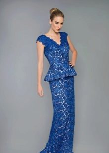 Lace evening dress with peplum