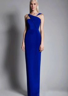Evening blue sheath dress to the floor