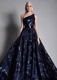 Black and blue evening dress puffy