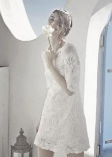 Lace short straight wedding dress