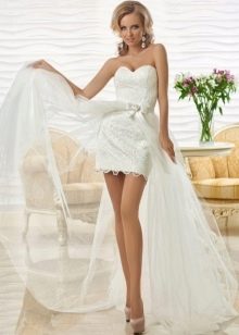 Short wedding dress with train