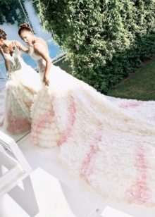Carolina's wedding pink and white dress