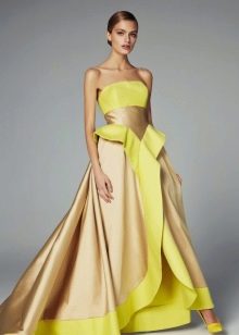 Evening dress with a fluffy skirt and corset