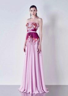 Evening dress is not puffy with a corset