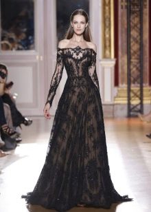puffy lace evening dress