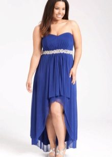 Blue evening dress short in front long in back open for full