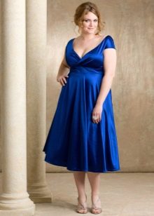Bright blue evening dress for a wedding for the full
