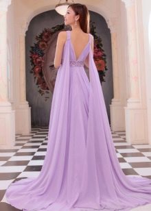 Lilac open back evening dress