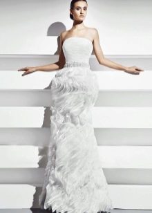 Straight ruffled wedding dress