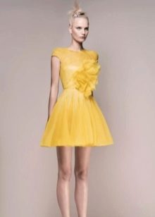 Yellow evening dress short