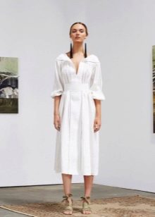 White short evening shirt dress