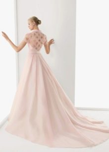 Pink wedding dress with lace