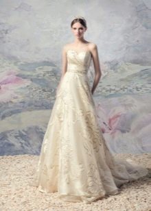 Cream ivory wedding dress with print