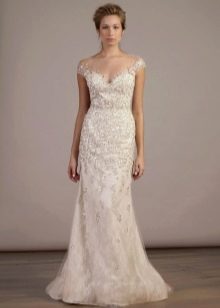Straight wedding dress with ivory rhinestones
