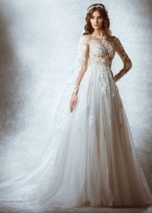 레이스 탑이 있는 Zuhair Murad 2015 웨딩 드레스