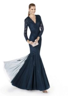 Mermaid evening dress with a puffy skirt