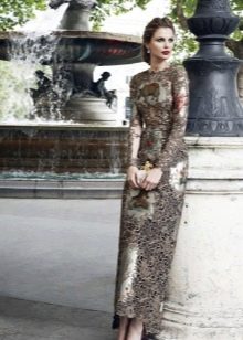 Partial lace evening dress for women 40 years